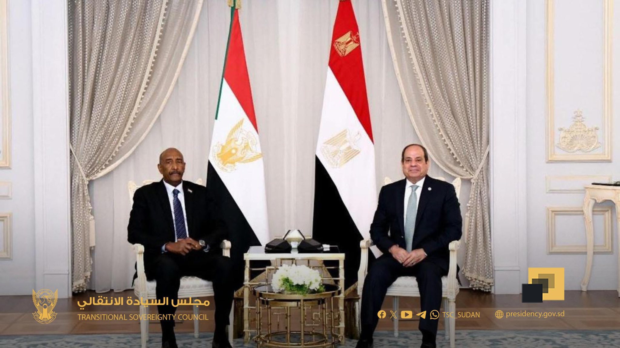البرهان والسيسي يبحثان آفاق تعزيز التعاون المشترك بين البلدين